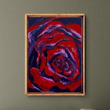 Original Red Rose Painting. Mid Century Modern Home Decor. Living Room Decor. Abstract Wall Decal. Floral Wedding Gift. Canada Local Seller.