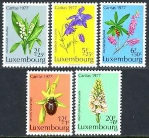 Luxembourg 1977 Orchids Lily Flowers Plants Nature Welfare Fund 5v set MNH