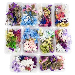 Assorted pressed dried flowers in small pieces for resin jewelry, candle DIY