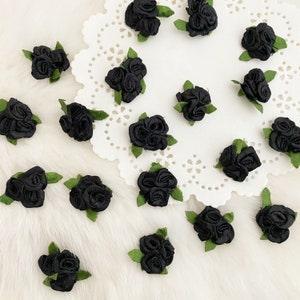 Black Triple Roses, Mini Rose Bouquet, Tiny Craft Roses, Black Roses, Favor Roses, Craft Decoration, Sewing Supply, Millinery, Trio Roses