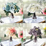 Silk Rose Mixed Artificial Flower Arrangement Centerpiece Glass Vase Faux Water