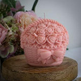 Scented candle Basket of Roses Bouquet | Flower Candle | luxury candle | Gift idea | Artistic interior decoration