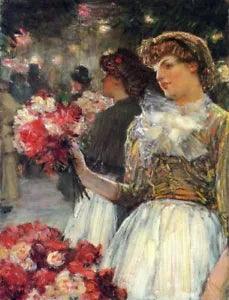 Dream-art Oil painting Peonies-Frederick-Childe-Hassam-oil-painting lady flowers