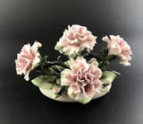 Vintage Capodimonte Creazioni Savastano Pink Carnation Bouquet Sculpture Italy