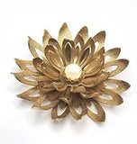 Vintage Emmons Gold Tone Brooch Flower Faux Pearl Signed 3D Womens Water Lily