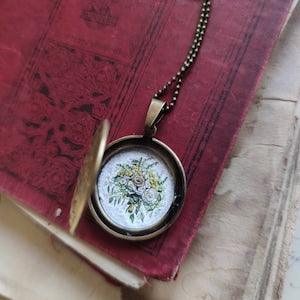 Original necklace with Bouquet of roses, locket painted, anniversary gift