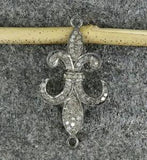 Pave Diamond Fleur De Lis Pendant 925 Silver Diamond Lily Pendant Gift Charm.