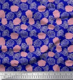 Soimoi Blue Cotton Poplin Fabric Peony Floral Print Fabric by the-Rbg