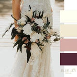 Wood Flower Bridal Bouquet | Boho Sola Wood and Pampas Wedding Bouquet | BROOKE Collection Wood Wedding Flowers in Soft White, Mauve, Plum