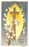 Easter Blessings Gold Gilt Cross Lilies Antique Germany Postcard Unposted c.1905