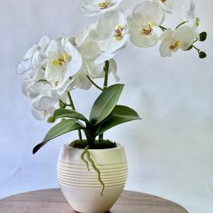 Bestseller-White Orchid flower Arrangement, Artificial Faux Centerpiece, Silk Flowers, Home flower Decor, artificial flowers, silk flowers,