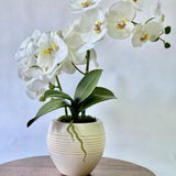 Bestseller-White Orchid flower Arrangement, Artificial Faux Centerpiece, Silk Flowers, Home flower Decor, artificial flowers, silk flowers,