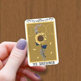 The Sunflower Tarot Card Waterproof Glossy Sticker, Witchy Sticker, Halloween Vinyl Stickers, Tarot Sunflower Decal, Sunflower Lover Gift
