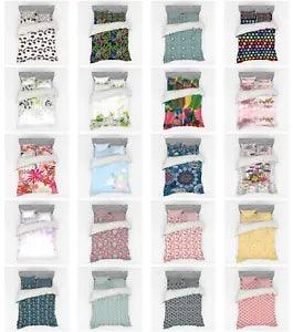 Ambesonne Flower Scenes Bedding Set Duvet Cover Sham Fitted Sheet in 3 Sizes