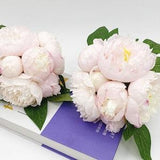 Peony Bouquet with Foliage, Fake Paeony Bunch, Artificial Flower Craft, Home Floral Decor, Wedding Party Arrangement Centerpiece, for Bridal