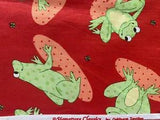 1 yd FROG Red LILY PAD Polka Dot Cotton Fabric Signature Classics Oakhurst