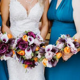 Real Touch Artificial Orange Plum Calla Lilies Rose Tulip Hops Bridal Bouquet Bridesmaids Bouquets Prom Cascade Wedding Flower CenterPiece
