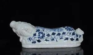 17.2" China ancient yuan dynasty Blue white Flowers Birds Peony pattern pillow