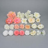 24Pcs Artificial Silk Flower Head Combo Set/5-11cm Faux Flower for DIY Wedding Bouquets Baby Shower  Fake Floral Decor Mix Flower Grab Bag