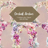 Cymbidium Orchid Arch Clipart Wedding Invitation Arch of Orchid Wedding Stationary Floral Arches Clipart