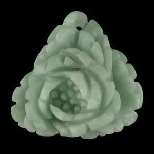 BF05126# Hand Carved Peony Flower   Amazonite Pendant Bead Gemstone