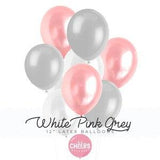 White Pink Grey balloon bouquet