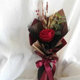 Red artificial rose bouquet, Mother's day gift, flower bouquet,rose bouquet,gift,red rose,permanent gift, immortal flower,eucalyptus