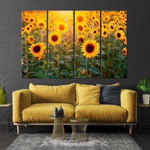 Sunflower canvas print Floral wall art Yellow flowers wall decor Sunflower wall art Multi panel canvas Living room decor Sunflower painting