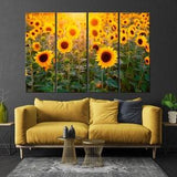 Sunflower canvas print Floral wall art Yellow flowers wall decor Sunflower wall art Multi panel canvas Living room decor Sunflower painting