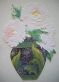 Hallmark Vase of peonies flowers embossed stand up greeting card * R7 UNUSED