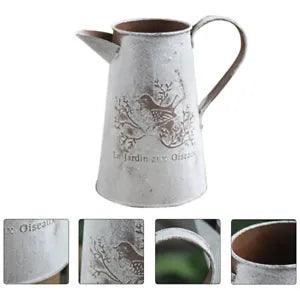 2 Pcs Iron Dried Flower Bucket Milk Pitcher Vase Vintage Jug Balcony Container