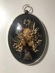 Vintage dries Flower Wall Decor Oval Convex Glass