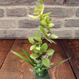 Absolutely beautiful Artificial Cymbidium Orchid Plant W/O pot GREEN/PURPLE