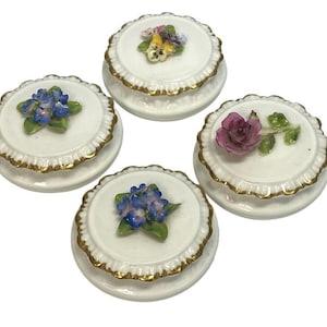 Vintage Coalport Porcelain Floral Trinket Boxes; Small Floral Lidded Bouquets Pill Box; Fine Bone China; Handcrafted in England; Mid Century