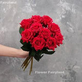 Real Touch Latex Rose Stem | High Quality Artificial Flower | DIY Floral | Wedding/Home Decoration | Gifts - Red