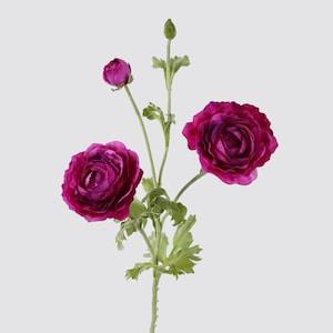 33" Fake Ranunculus Stem / Artificial Flower / Real Touch Floral / Realistic appearance with lifelike leaves and stems
