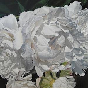 Peony painting, Large wall art, Roses Art, Flower, Canvas painting, Original ,Garden flower, White flower, peony bouquet, 40 x 28 in