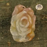 EA02608# Hand Carved Unique Peony Flower Yellow Chalcedony  Pendant Bead