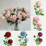 3 Heads Artificial Flowers Peony Bouquet Silk Flowers Bridal Bouquet Fall Vivid