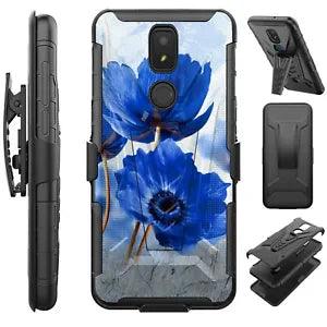V Holster For ICON 3/MOTIVATE 2/SPLENDOR Phone Case Cover BLUE PEONY FLOWER
