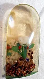 Vtg Lucite Resin Acrylic Dried Flower Carnation Floral Paperweight 9"tall 5"wde