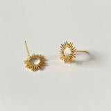 14k Gold Plated Sunflower Earrings Stud Findings, Circle Flowers Stud Findings, Gold Plated Earrings Findings, DIY Jewelry Supplies