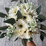 Daisies and baby??s breath bouquet Gerbera daisies and greenery bride bouquet