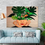Plant lady wall art prints Monstera Leaf Graffiti wall art Monstera Plant lady canvas wall art Tropical wall canvas Large wall art