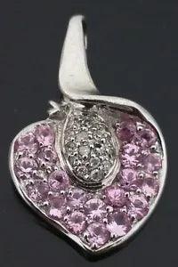 14 Karat White Gold 1.00 Carat Pink Sapphire & Diamond Calla Lily Flower Pendant