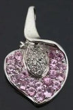 14 Karat White Gold 1.00 Carat Pink Sapphire & Diamond Calla Lily Flower Pendant