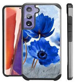 FUSION Case For GALAXY S22/S22 PLUS ULTRA Hybrid Phone Cover  PEONY BLUE  FLOWER
