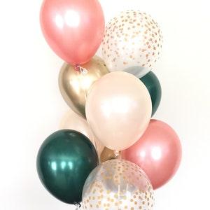 Rose Gold and Green Balloon Bouquet | Rose Gold Balloons | Peach & Green Balloon Bouquet | Bridal Shower Balloons | Rose Gold Bridal Shower
