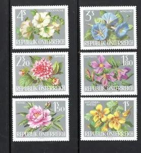 Austria 1964 FLOWERS DAHLIA PEONY CLEMATIS SC 719-24 MNH