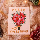 Merry Everything Christmas Card with Floral Ranunculus Bouquet